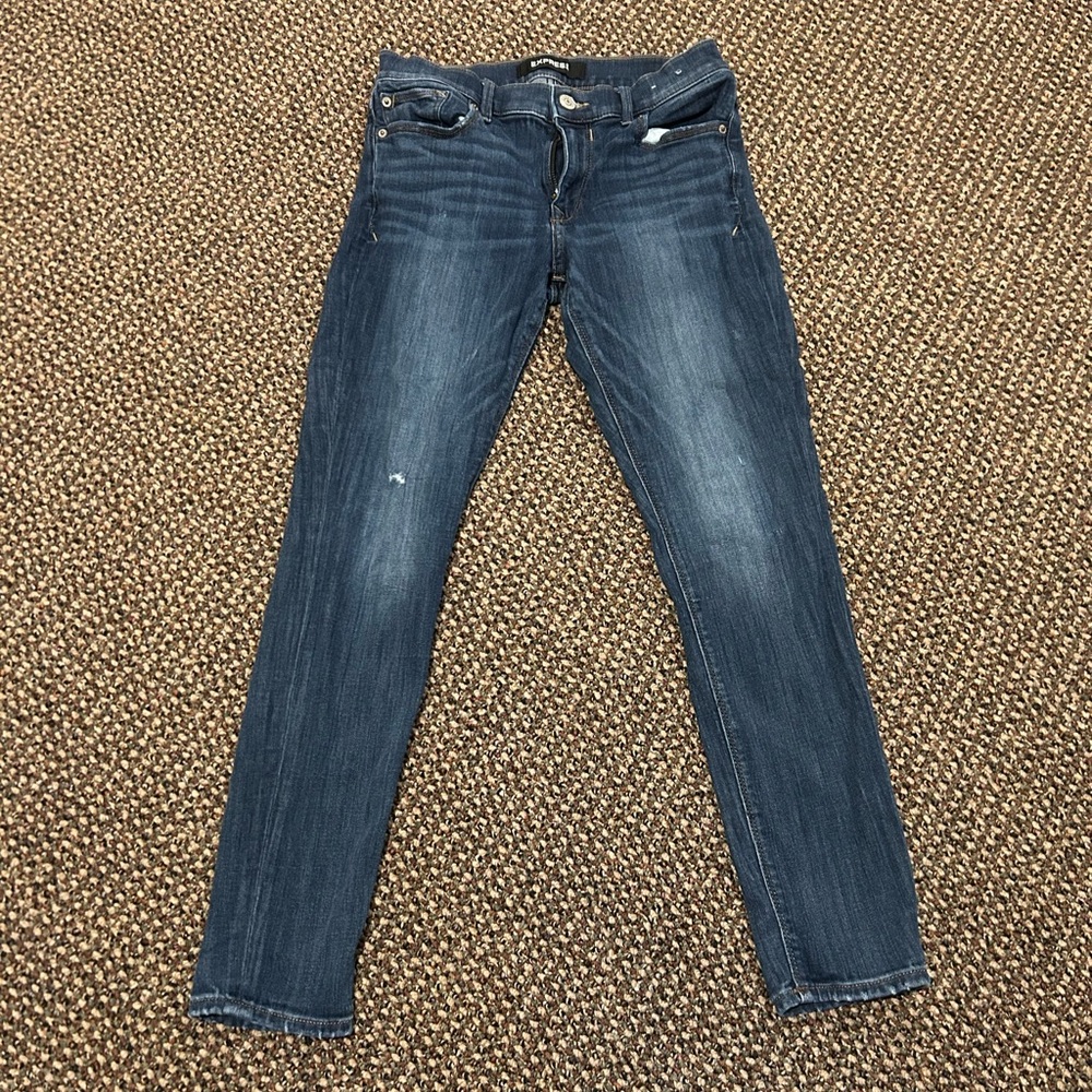 Blue Skinny Jeans with Distressed Details